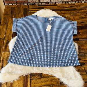 MELLODAY Blue Geometric Blouse